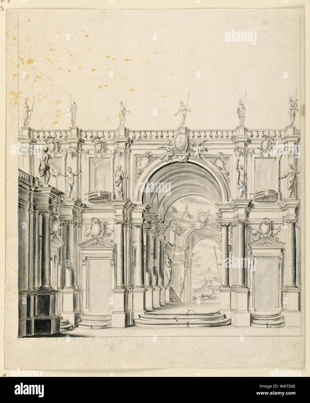 Drawing, Stage Design- Palace Architecture, early 18th century Stock ...