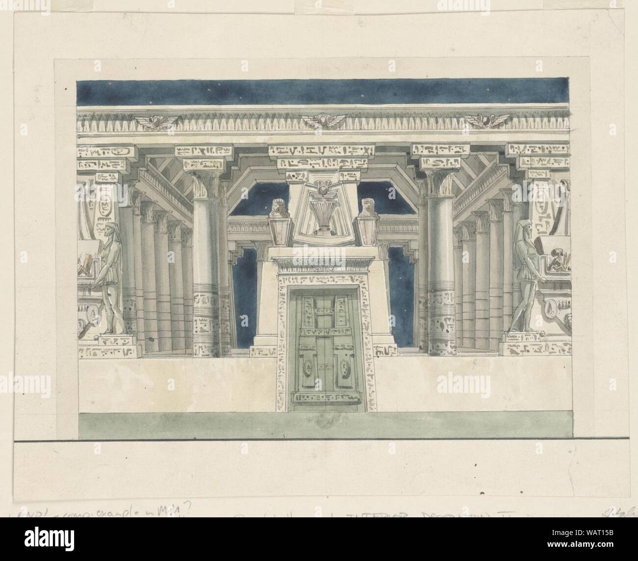 Drawing, Stage Design, Egyptian Temple, ca. 1825 Stock Photo - Alamy