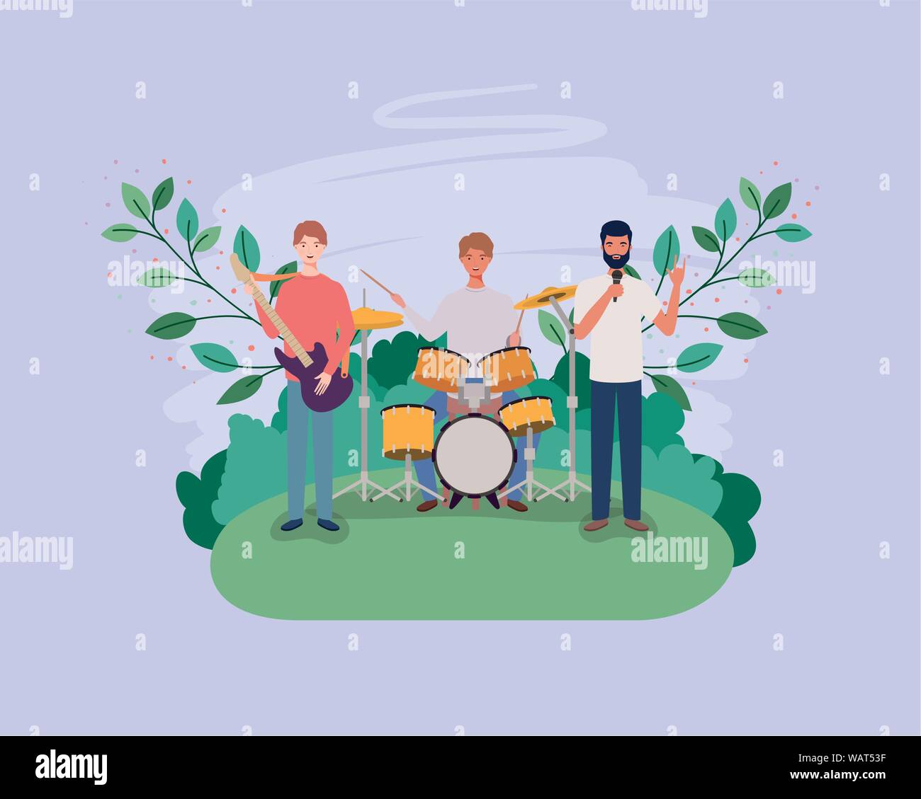 group of men playing instruments in the camp Stock Vector Image & Art ...