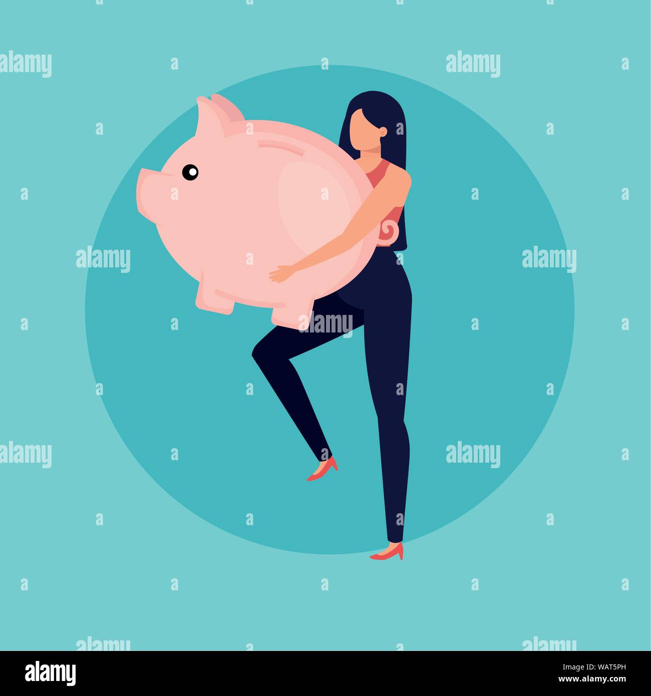 young woman with piggy savings character Stock Vector Image & Art - Alamy