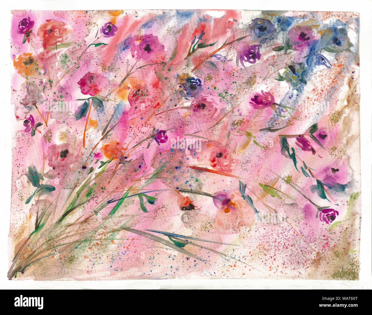 Abstract Watercolor Floral Background Vintage Colored Hand