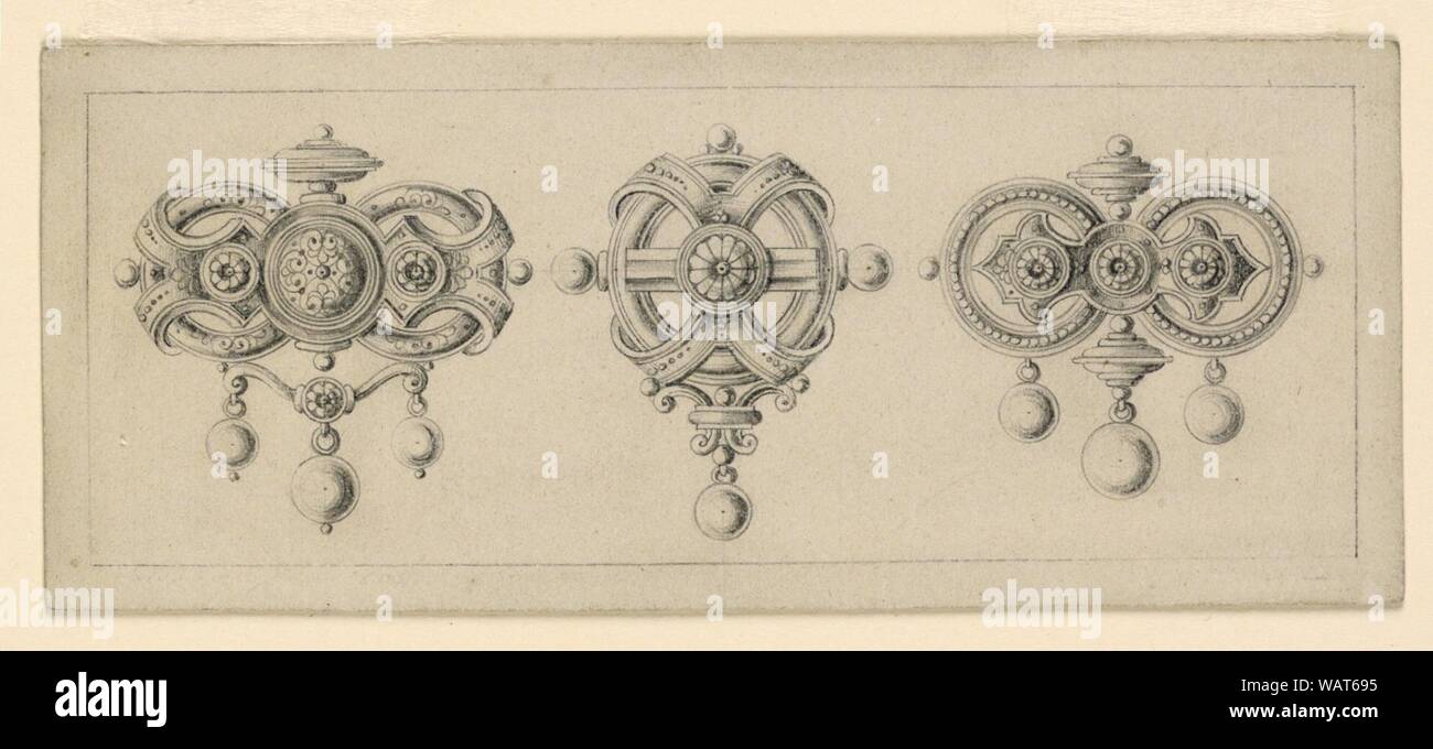 Drawing, Three Brooches, 1868 Stock Photo Alamy