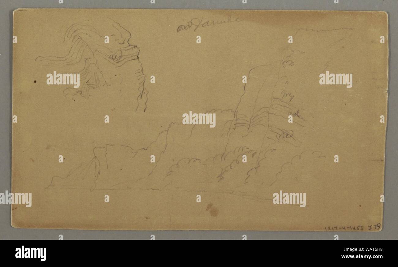 Drawing, Timber House, Two Sailboats, Roof Studies, possibly 1868 Stock