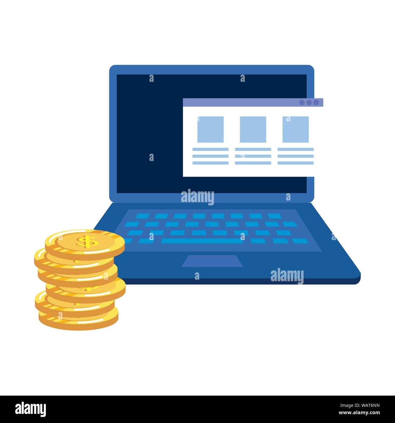 coins money dollars with laptop Stock Vector Image & Art - Alamy