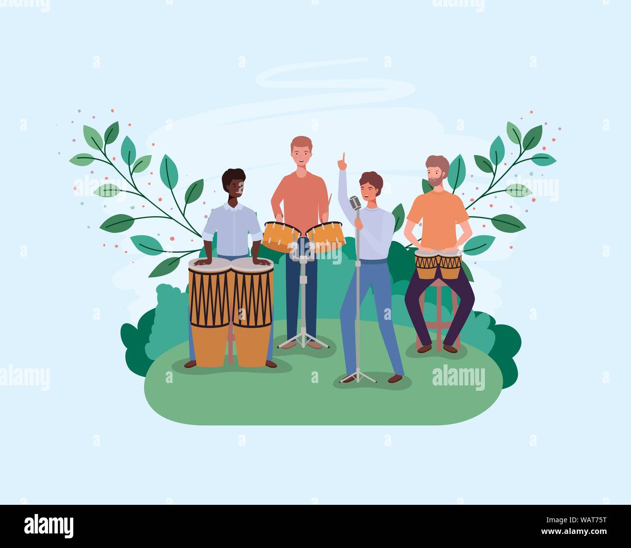 group of men playing instruments in the camp Stock Vector Image & Art ...