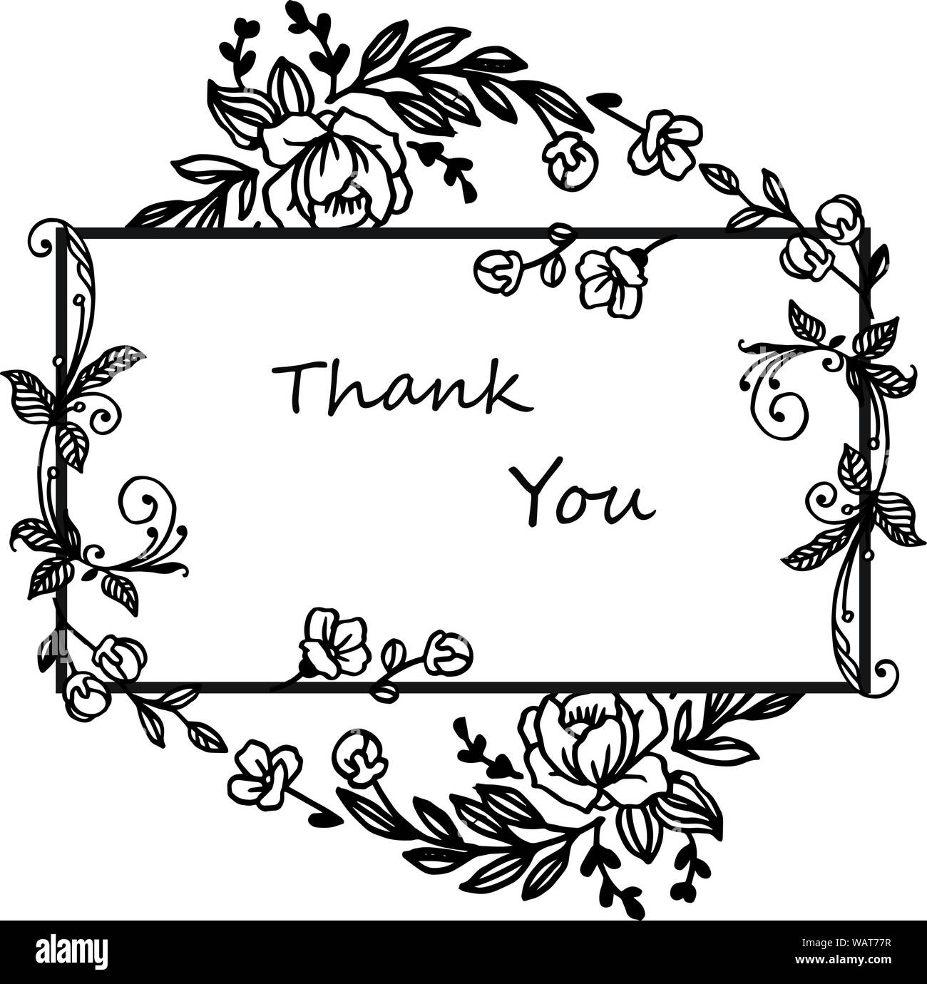 Simple wreath frame, for design banner thank you. Vector illustration ...