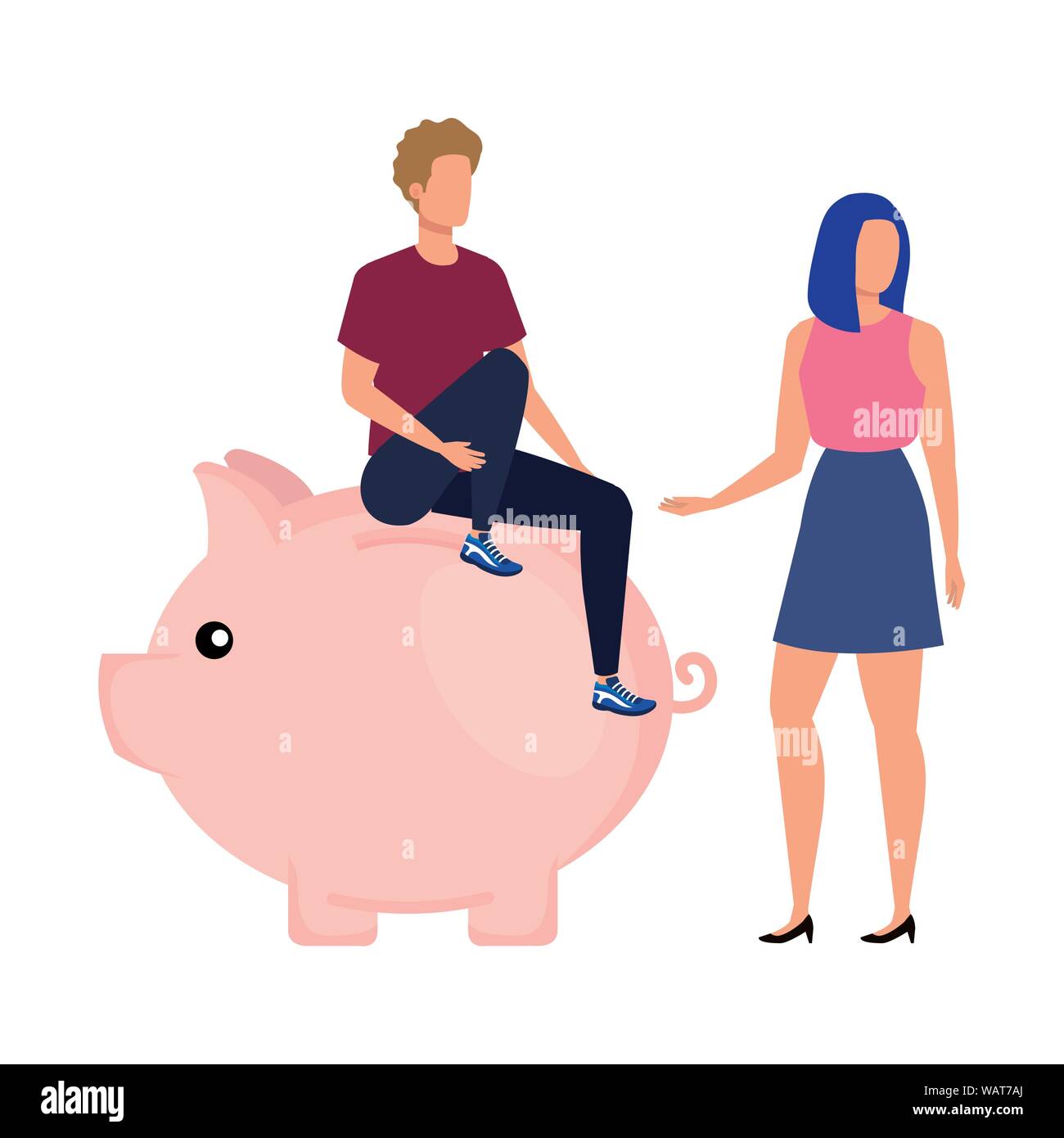 young couple with piggy savings characters Stock Vector Image & Art - Alamy