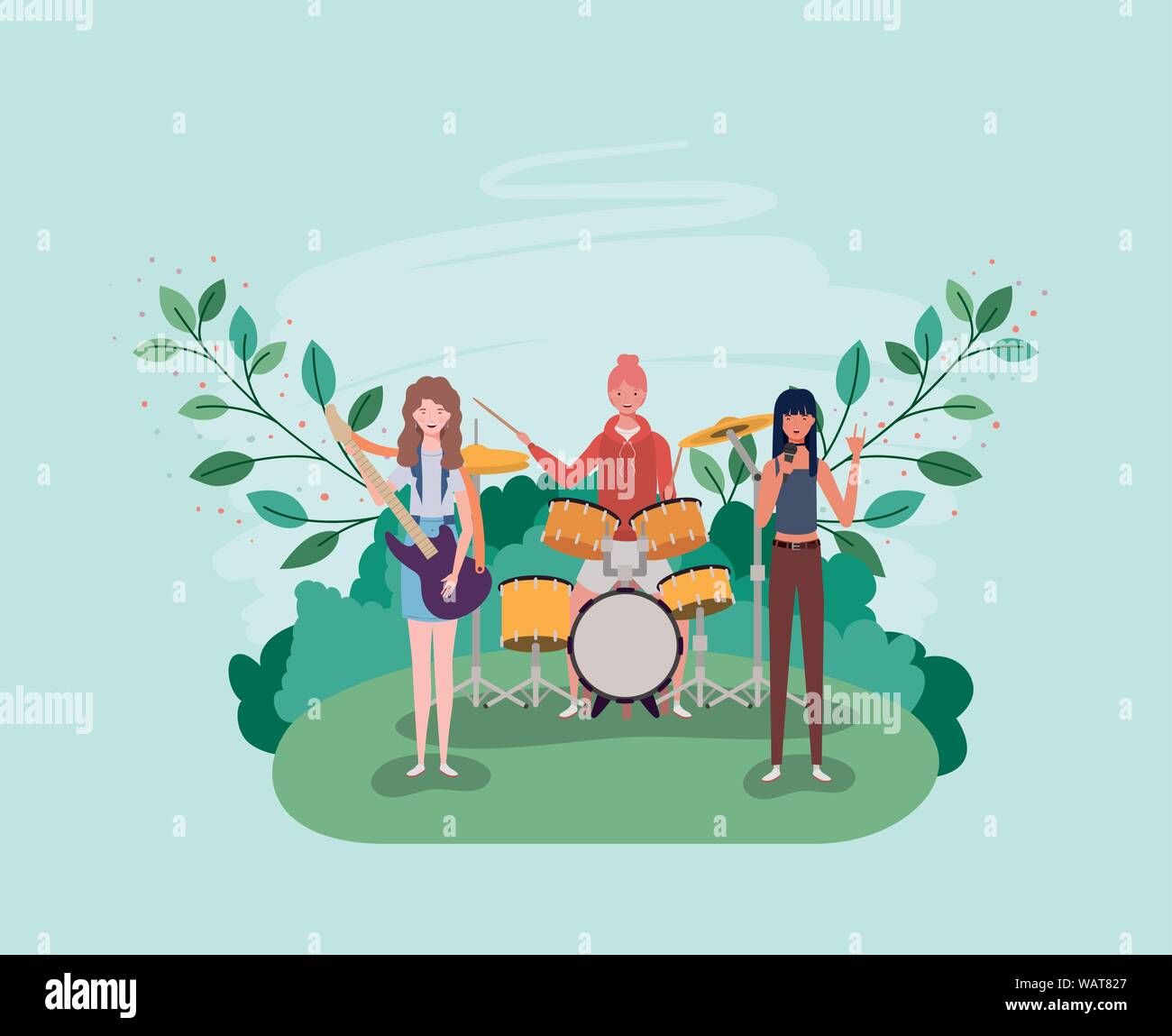 group of men playing instruments in the camp Stock Vector Image & Art ...