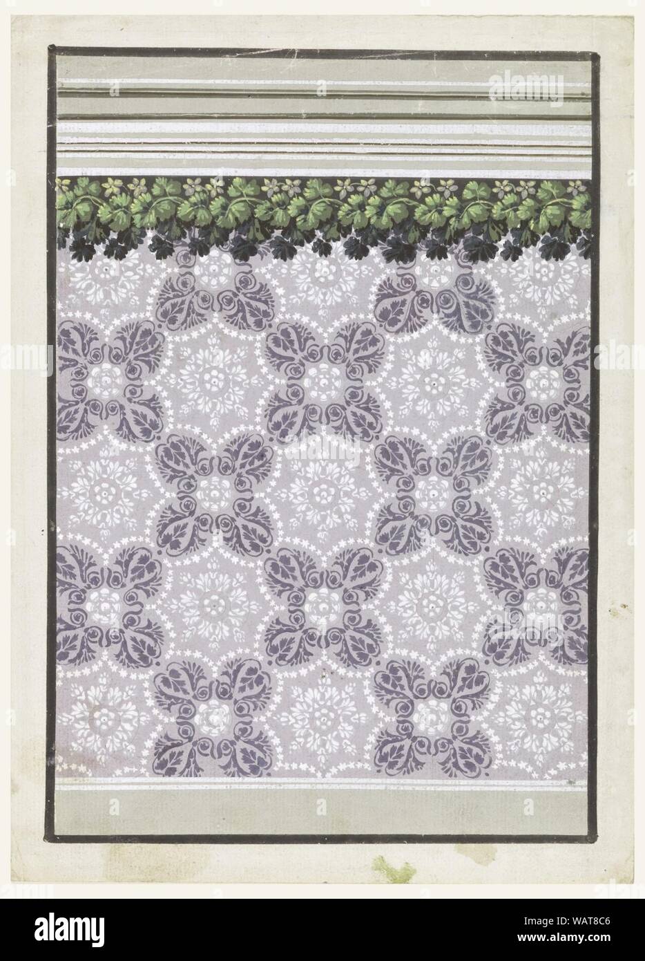 Drawing, Wallpaper Design, 1830–50 Stock Photo