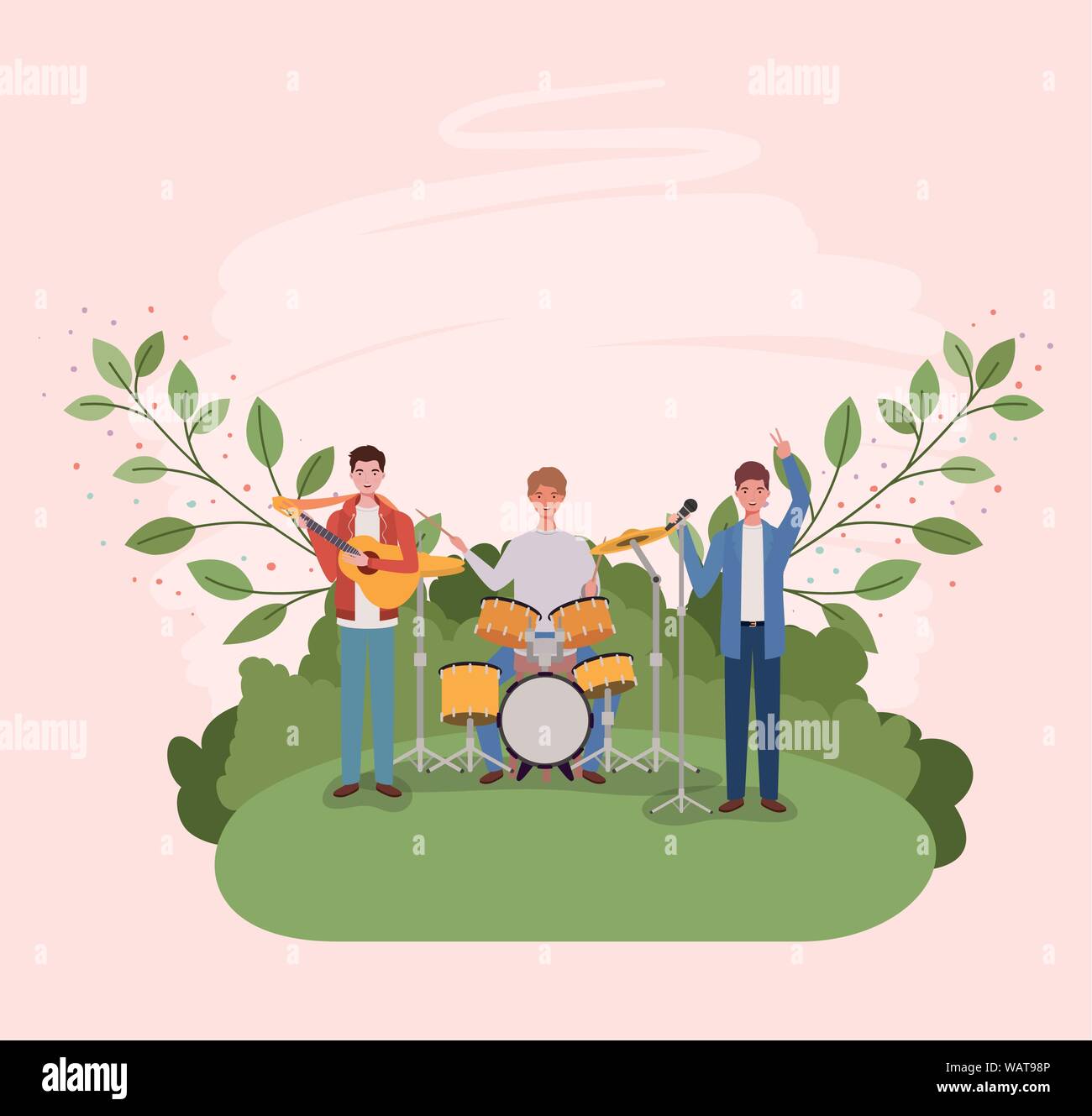 group of men playing instruments in the camp Stock Vector Image & Art ...