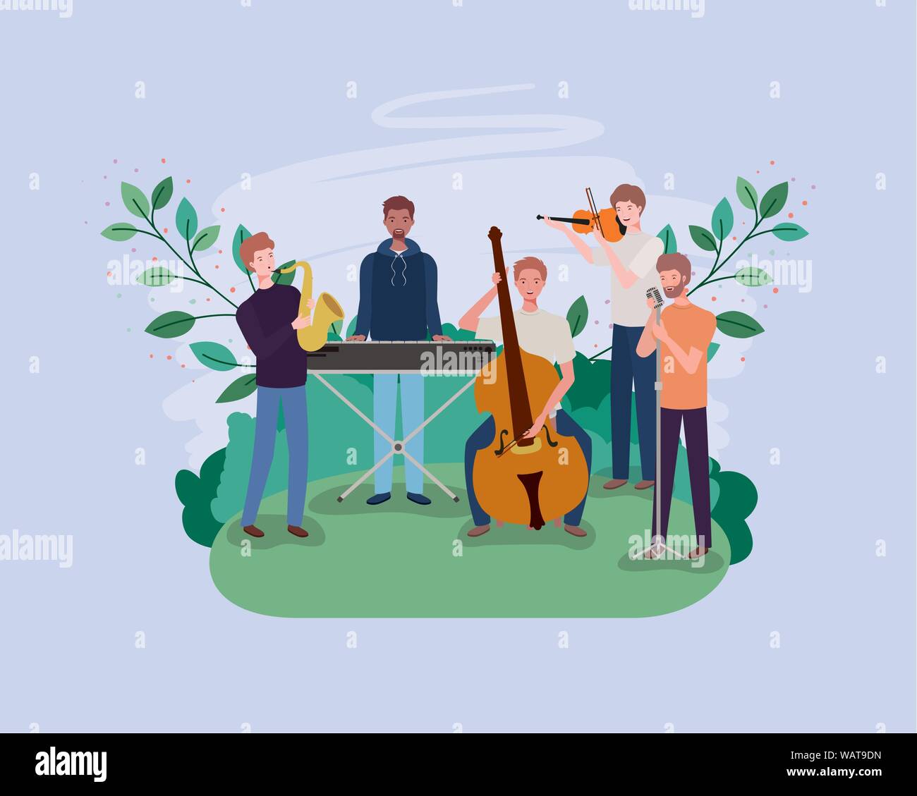 group of men playing instruments in the camp Stock Vector Image & Art ...