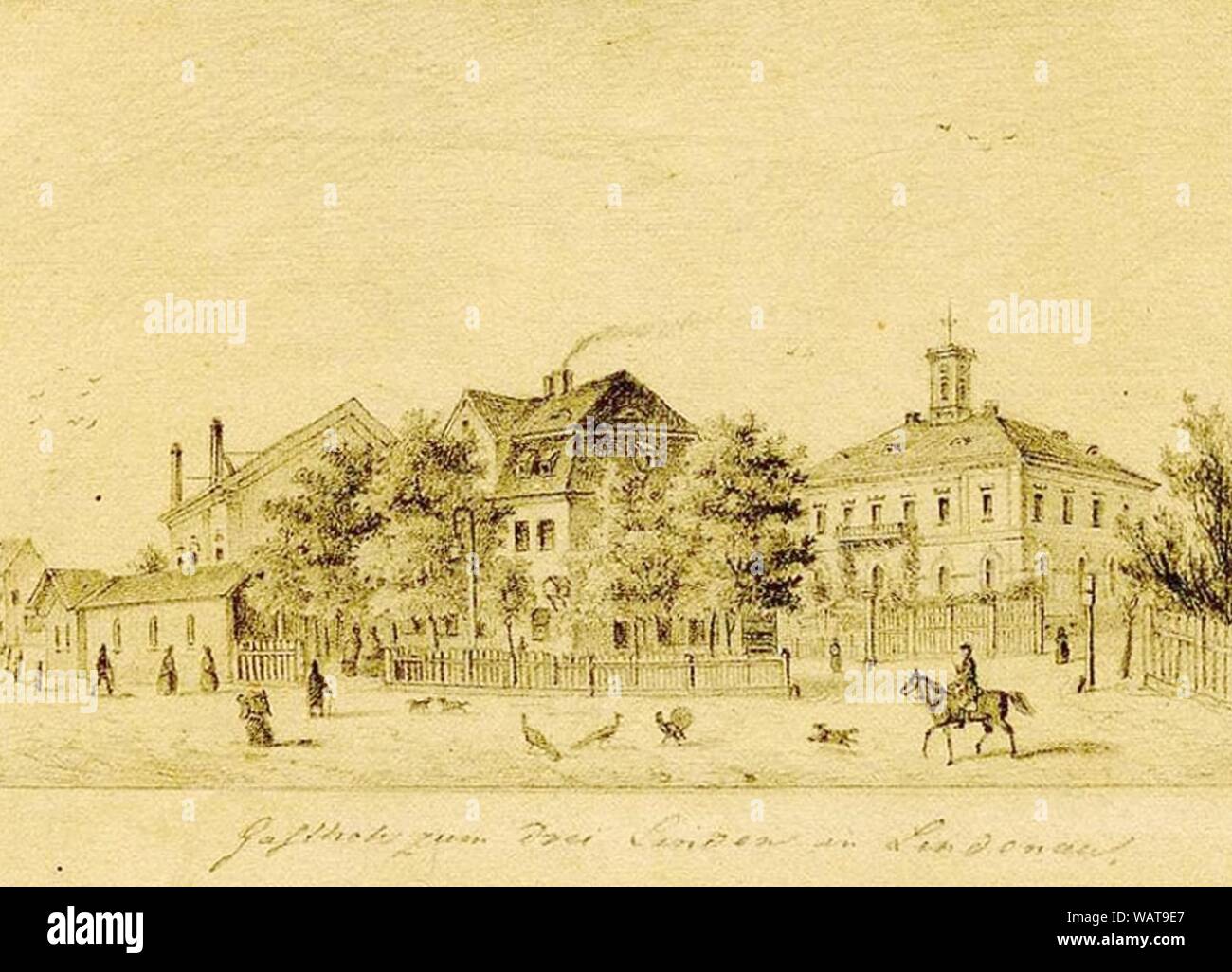 Drei Linden 1870. Stock Photo