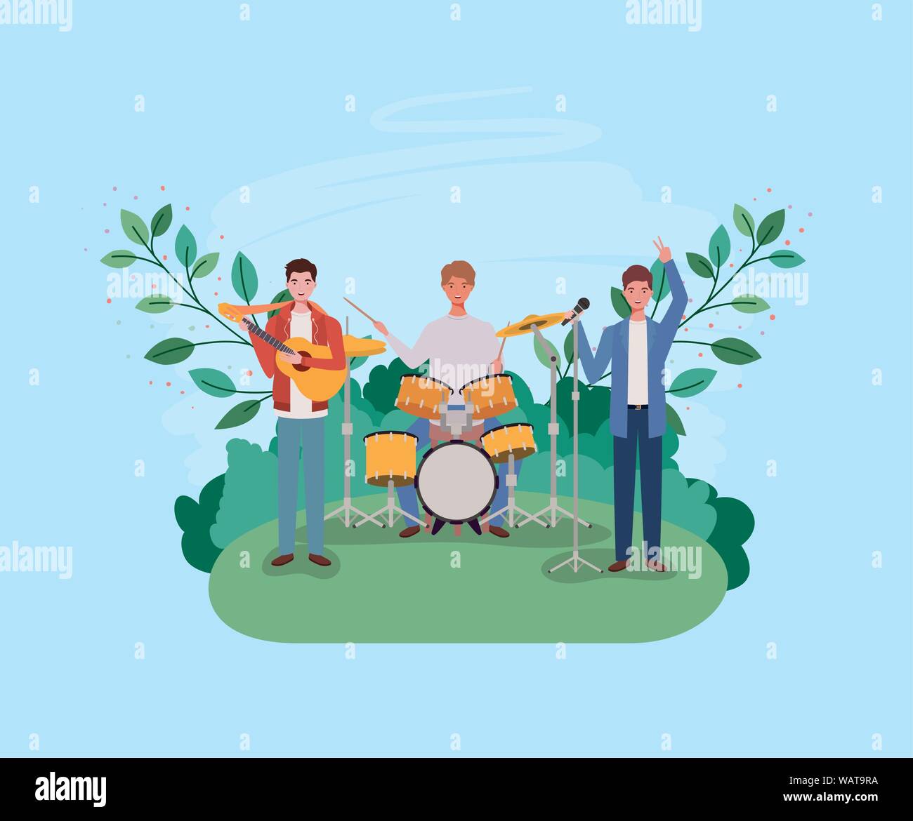 group of men playing instruments in the camp Stock Vector Image & Art ...