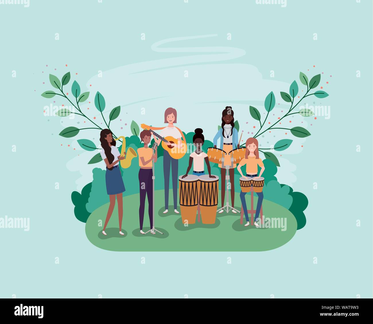 group of men playing instruments in the camp Stock Vector Image & Art ...