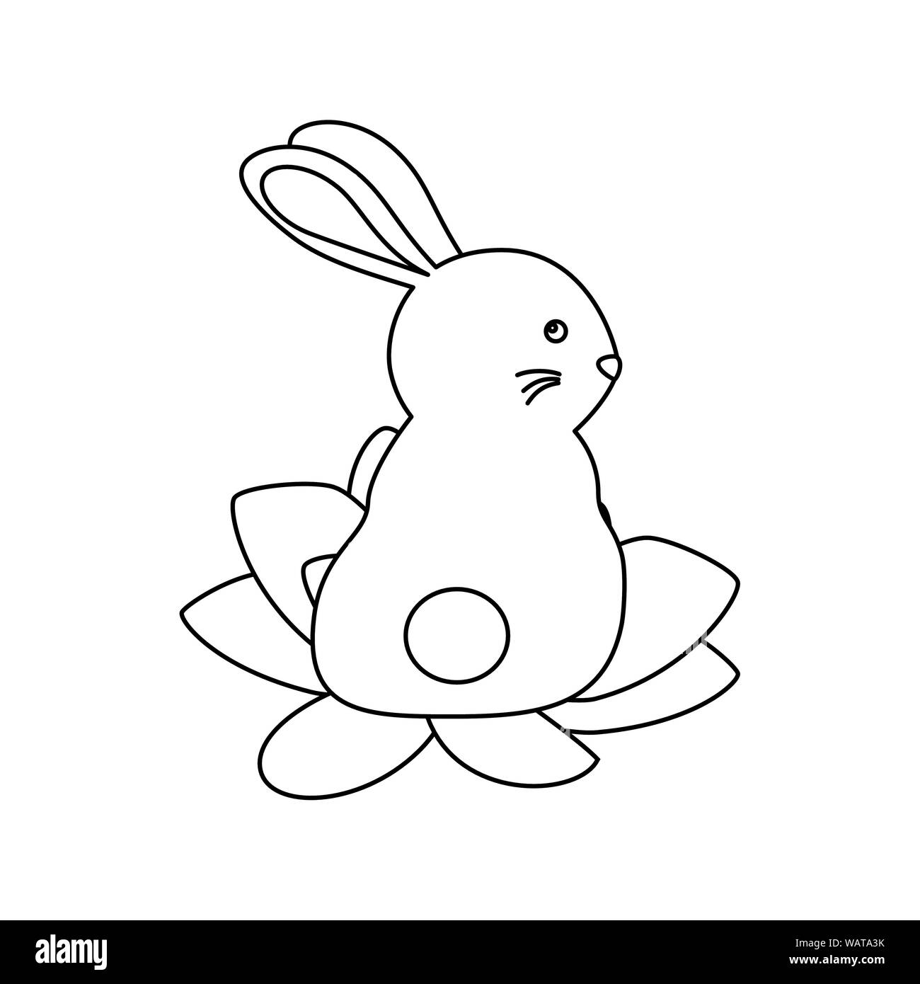 cute and little rabbit in lotus flower character Stock Vector Image ...