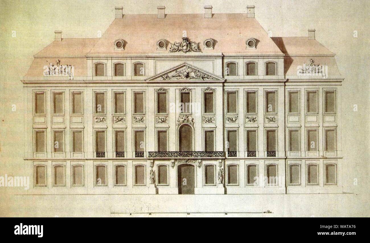 Dresden Palais Brühl Fassadenentwurf Zweiter Bauabschnitt. Stock Photo