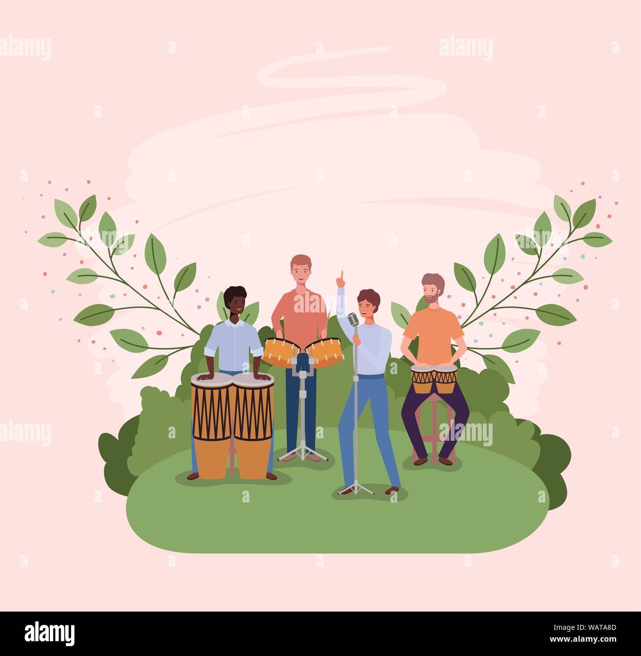 group of men playing instruments in the camp Stock Vector Image & Art ...