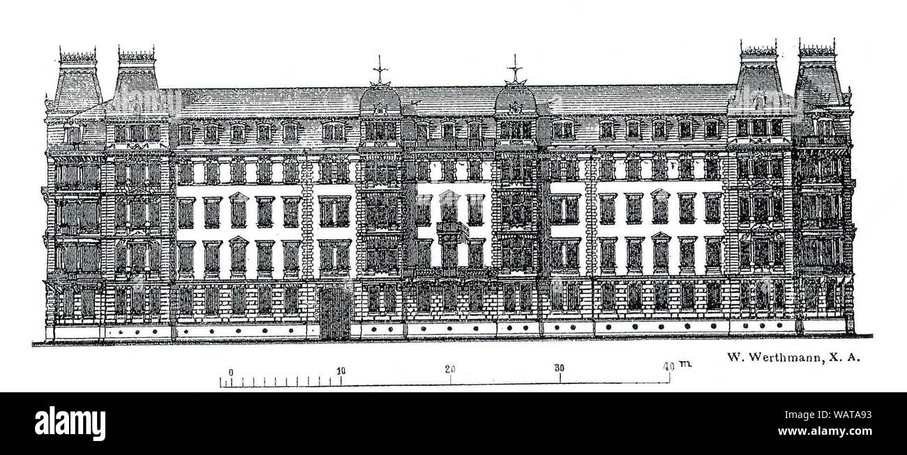 Dresden Sonntag'sche Häusergruppe, Terrassenufer, von Hugo Strunz von 1874 bis 1876 im Stil der Neorenaissance erbaut. Stock Photo