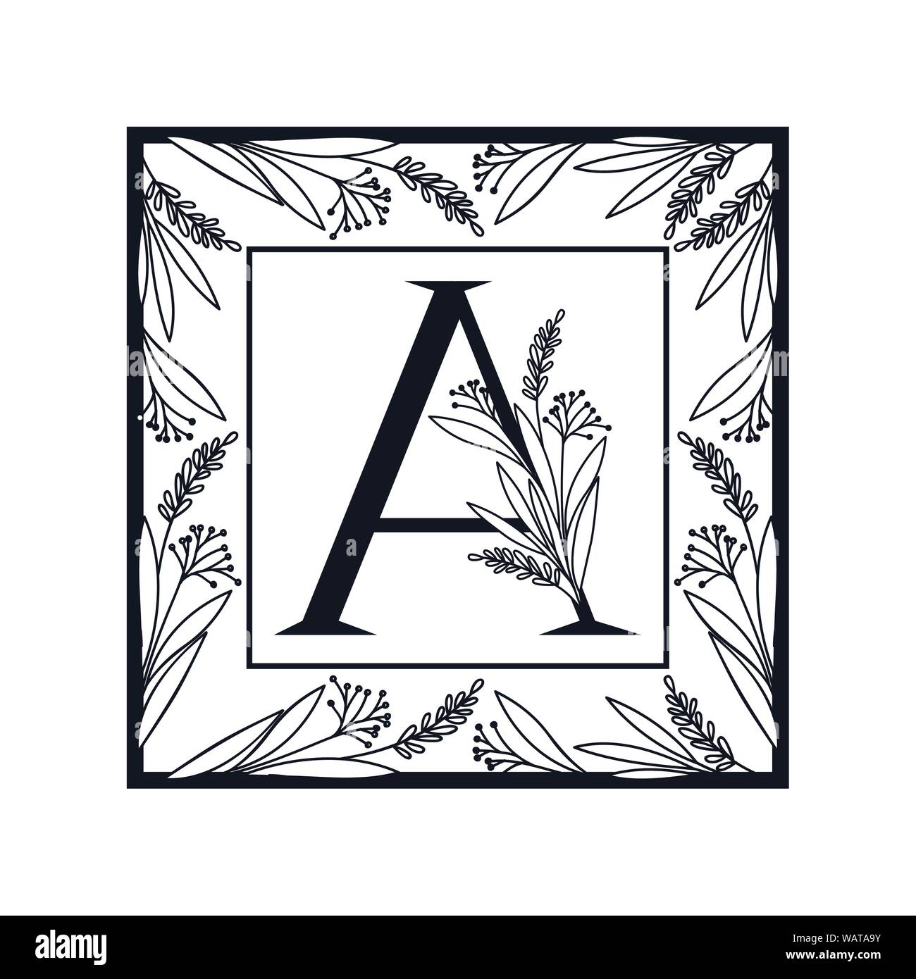 letter of the alphabet with vintage style frame Stock Vector Image ...