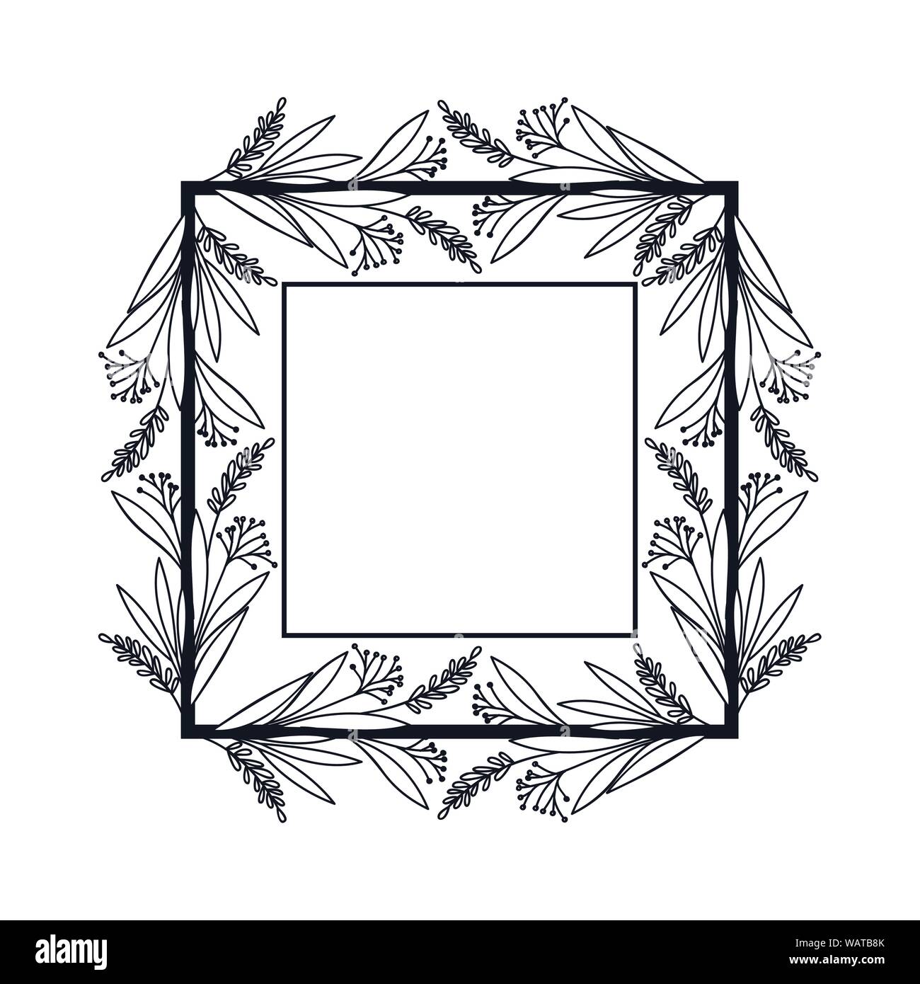 frame with branches and leaves Stock Vector Image & Art - Alamy