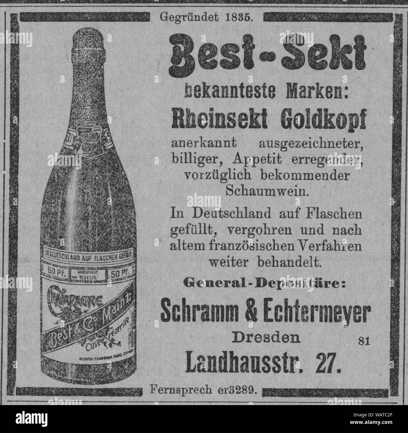 Dresdner Journal 1906 003 Sekt. Stock Photo