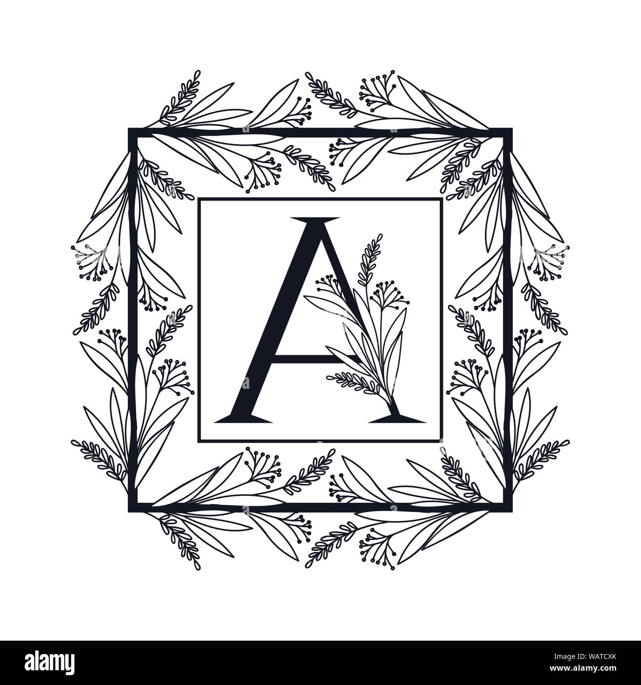 letter of the alphabet with vintage style frame Stock Vector Image ...