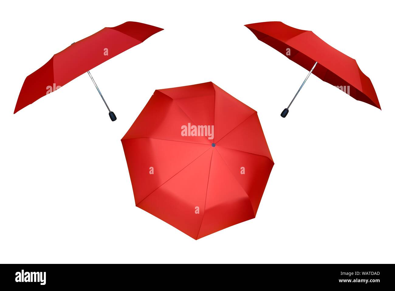 Set of red umbrellas. Vector illustration. Protection from rain Stock