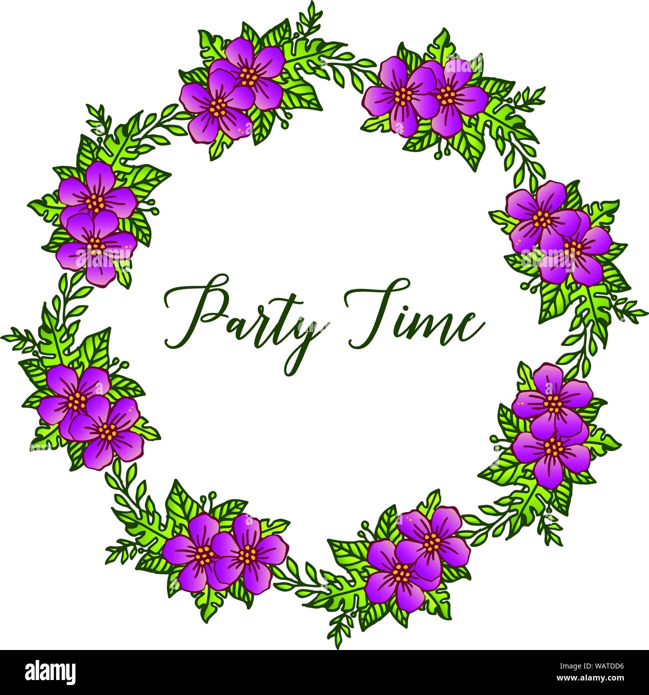Perfect purple floral frame for various party time greeting card ...