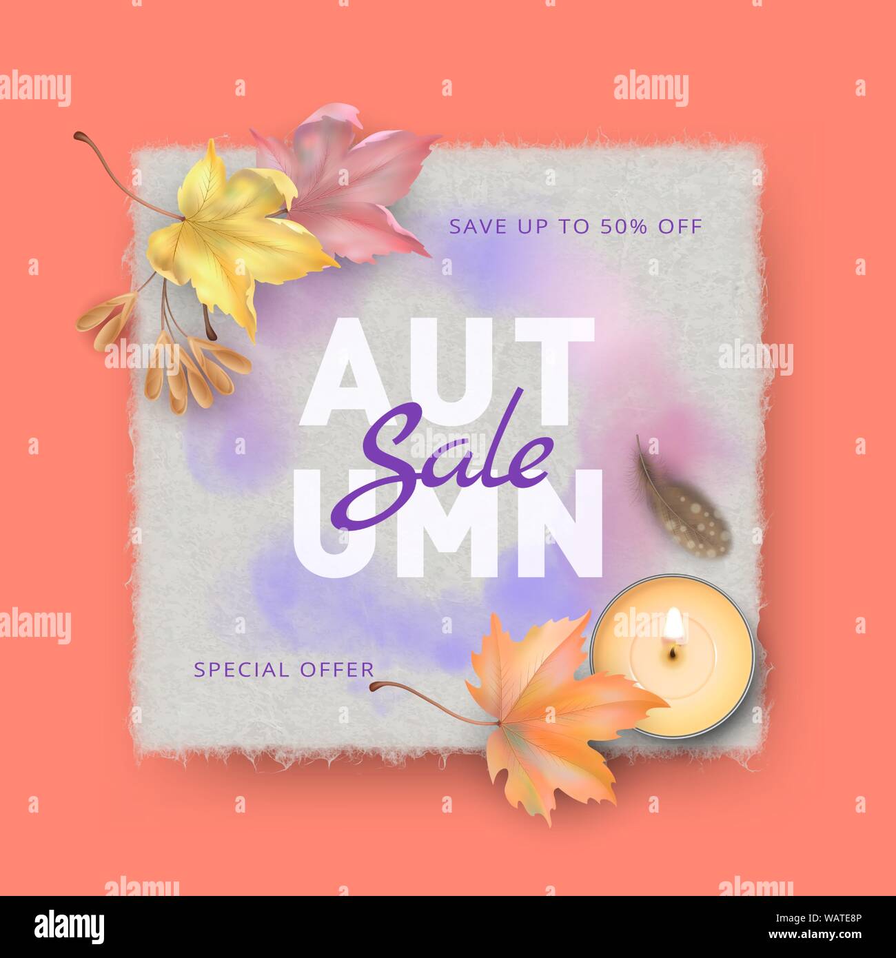 Autumn background with maple leaves Stock Vector