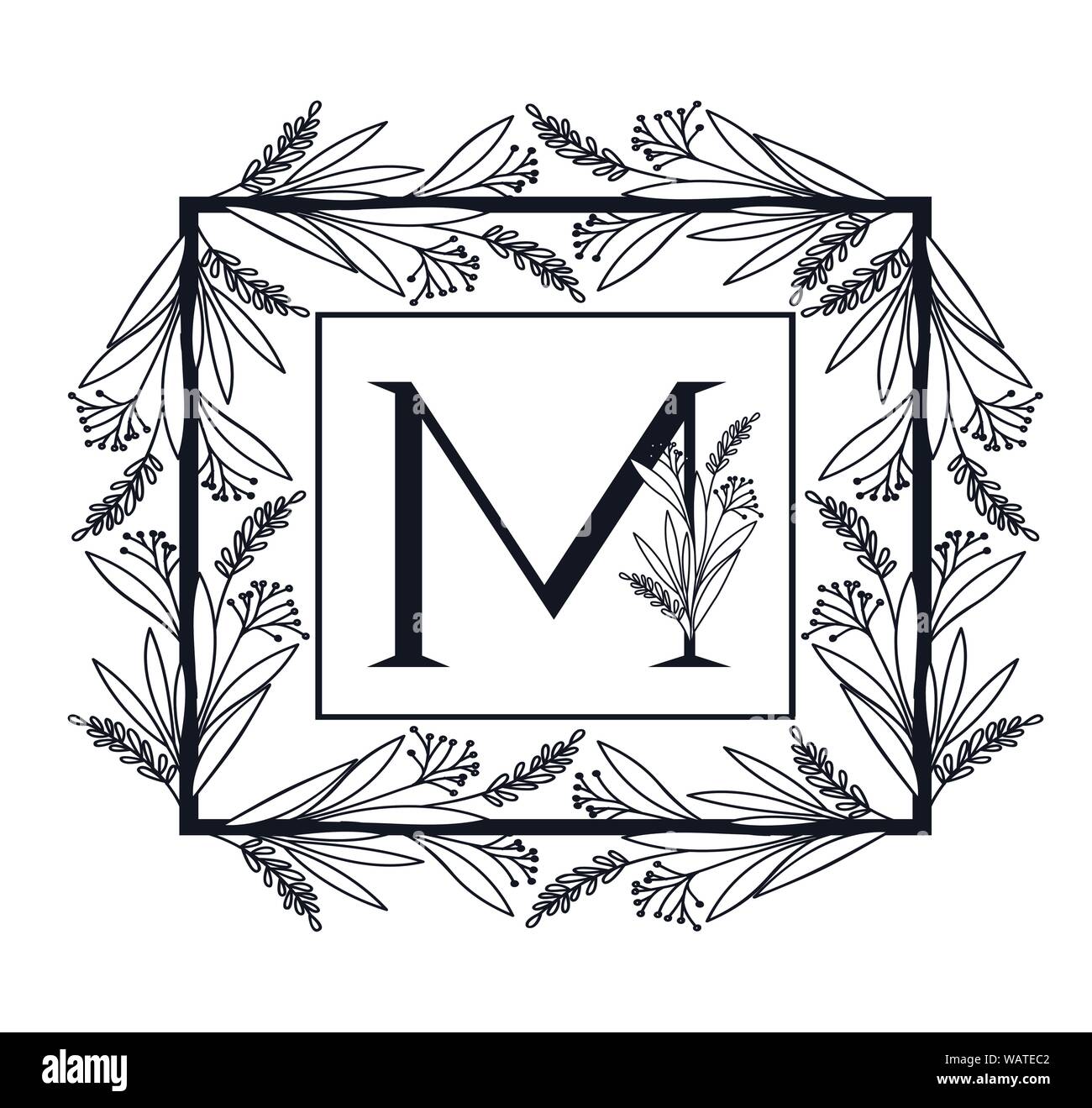 letter of the alphabet with vintage style frame Stock Vector Image ...