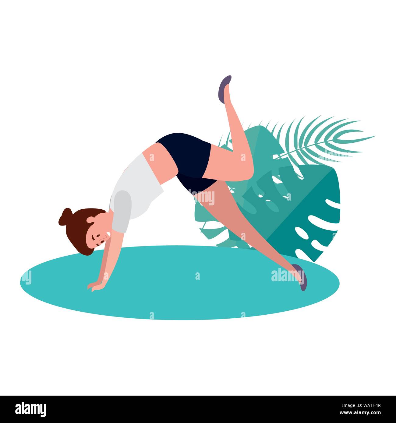 beauty woman practicing pilates in the camp Stock Vector Image & Art