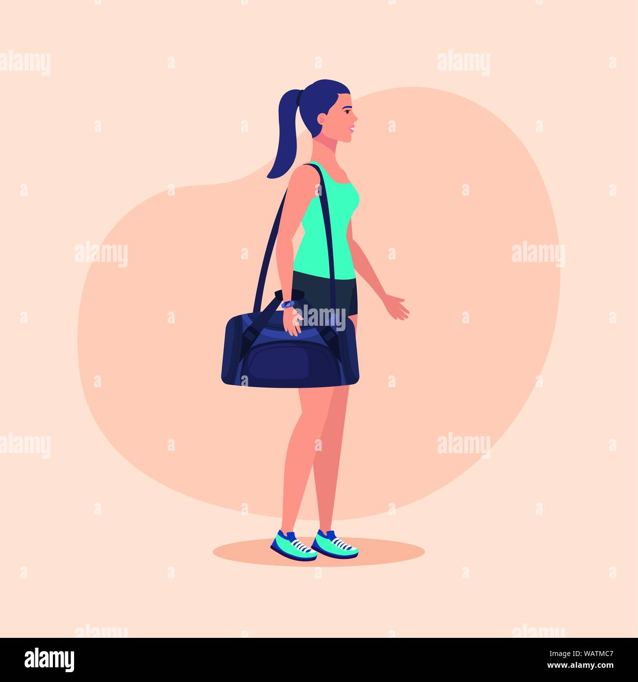 fitness woman with bag to practice sport Stock Vector Image & Art - Alamy