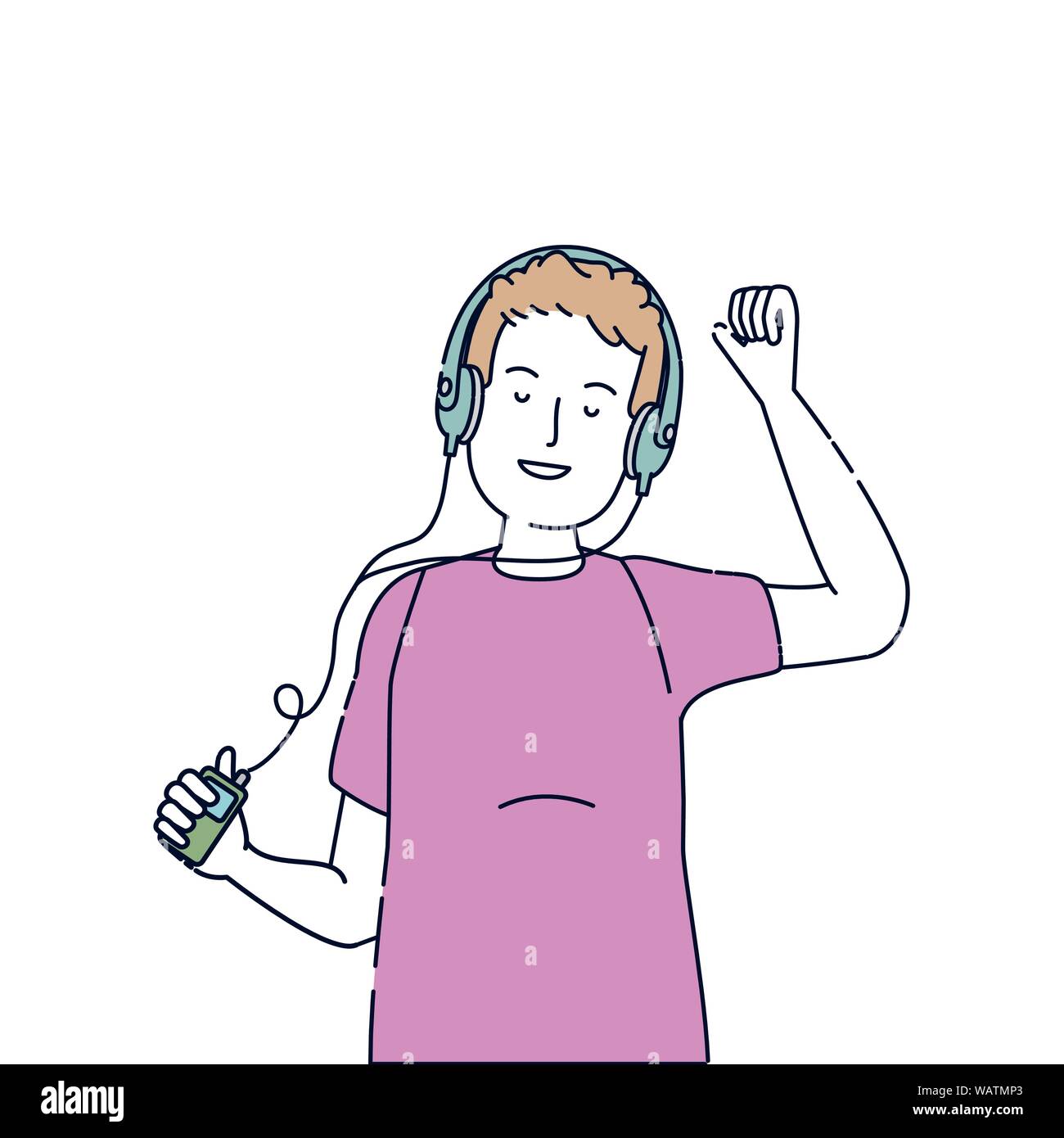 young woman with earphones and music player Stock Vector Image & Art