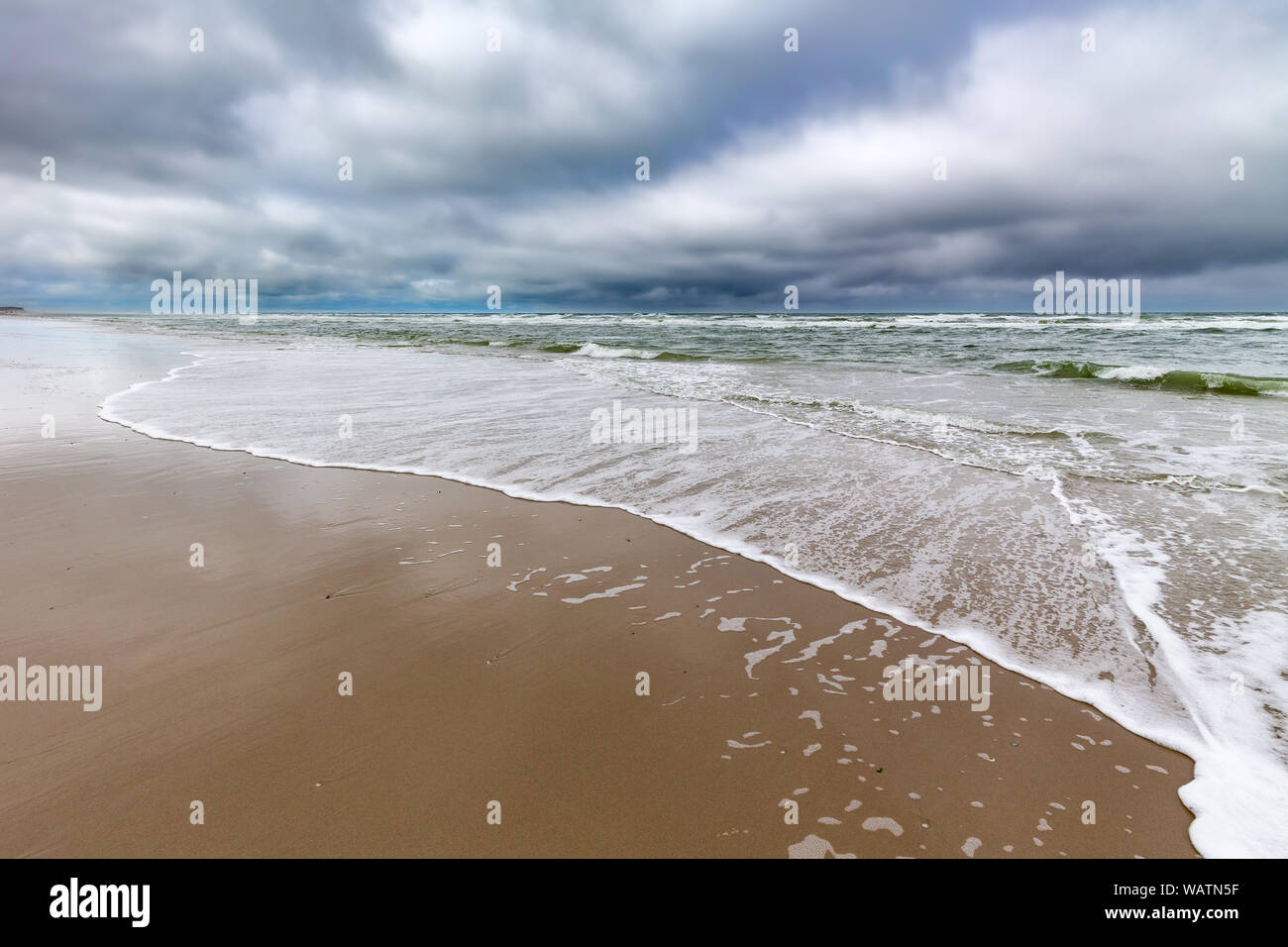 Clouds over the beach on Juist, East Frisian Islands, Germany. Stock Photo