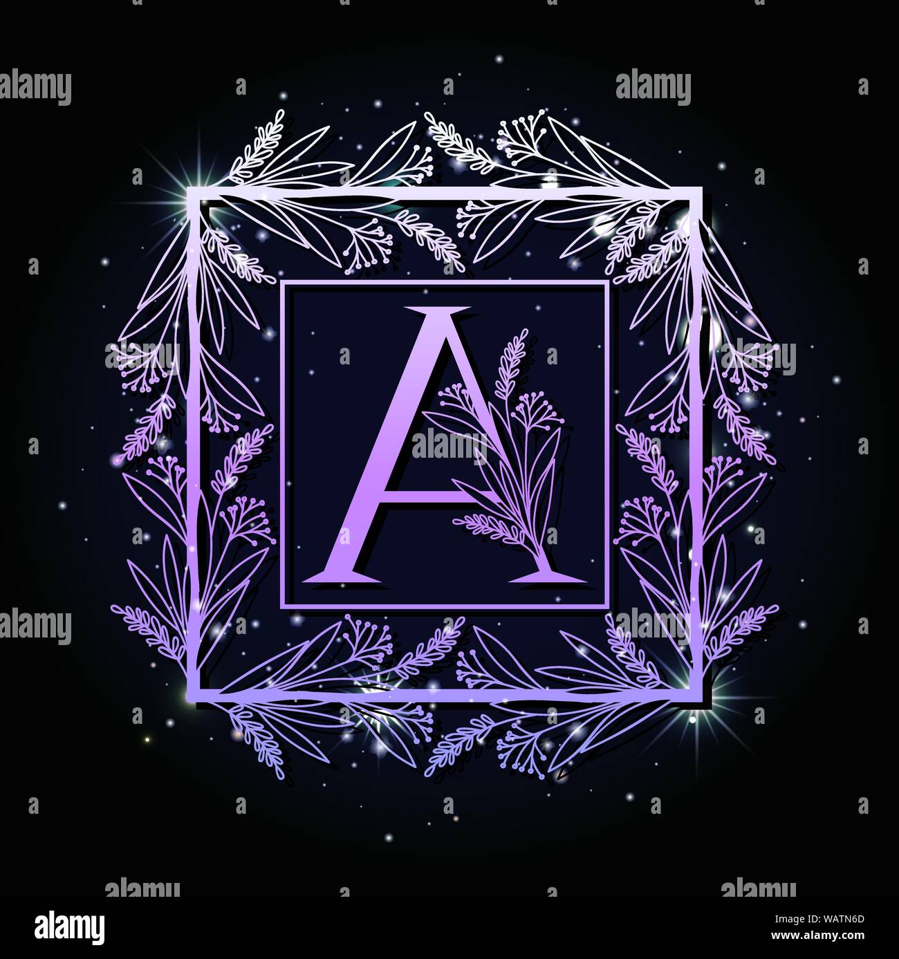 letter A in square frame with leafs Stock Vector Image & Art - Alamy