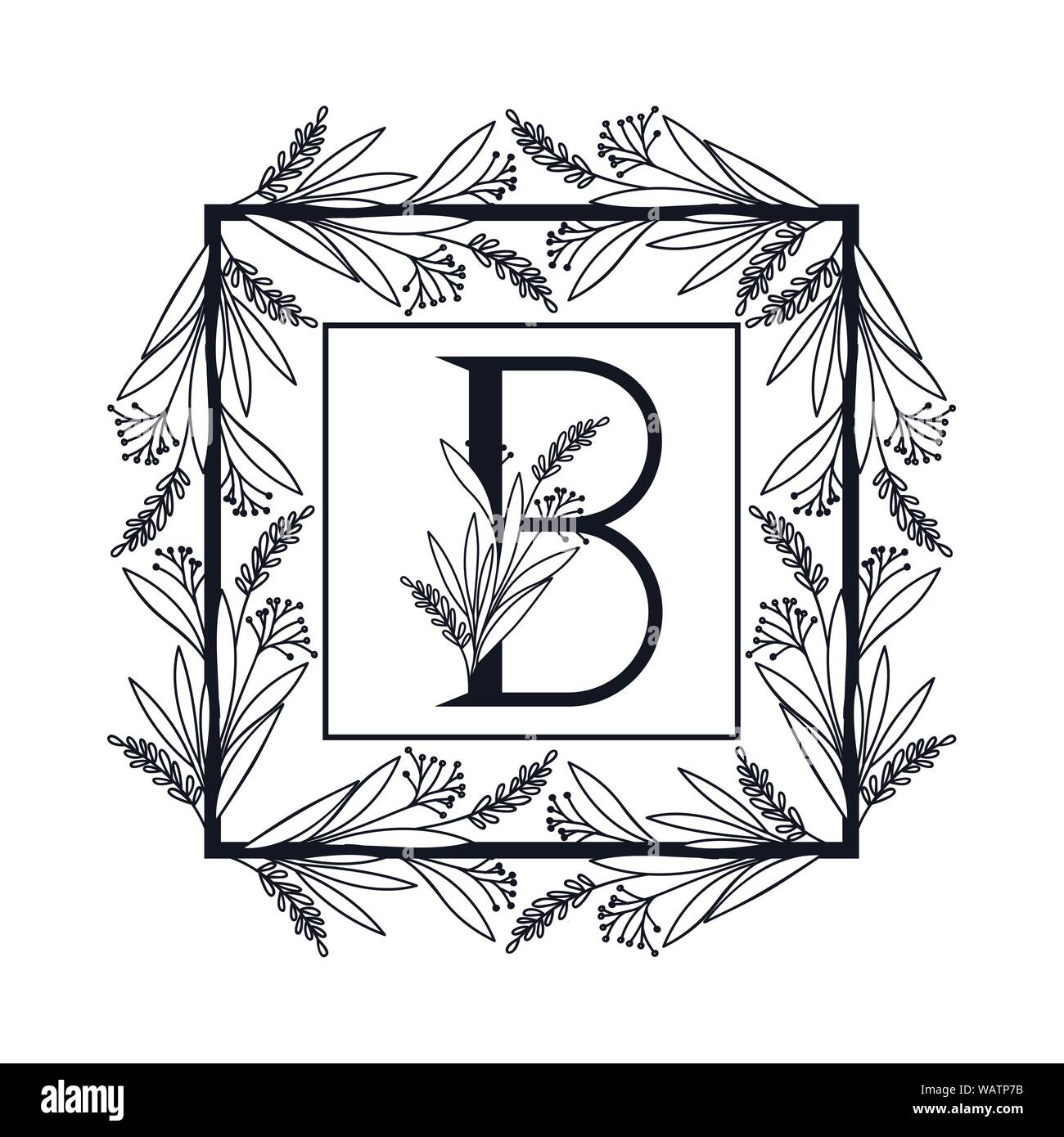letter of the alphabet with vintage style frame Stock Vector Image ...