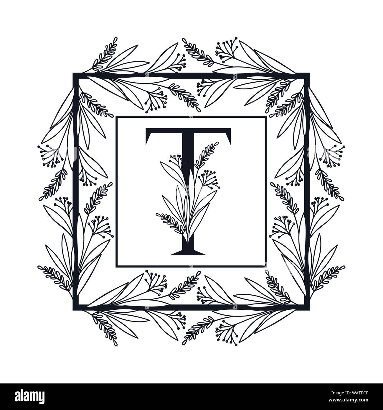 letter of the alphabet with vintage style frame Stock Vector Image ...