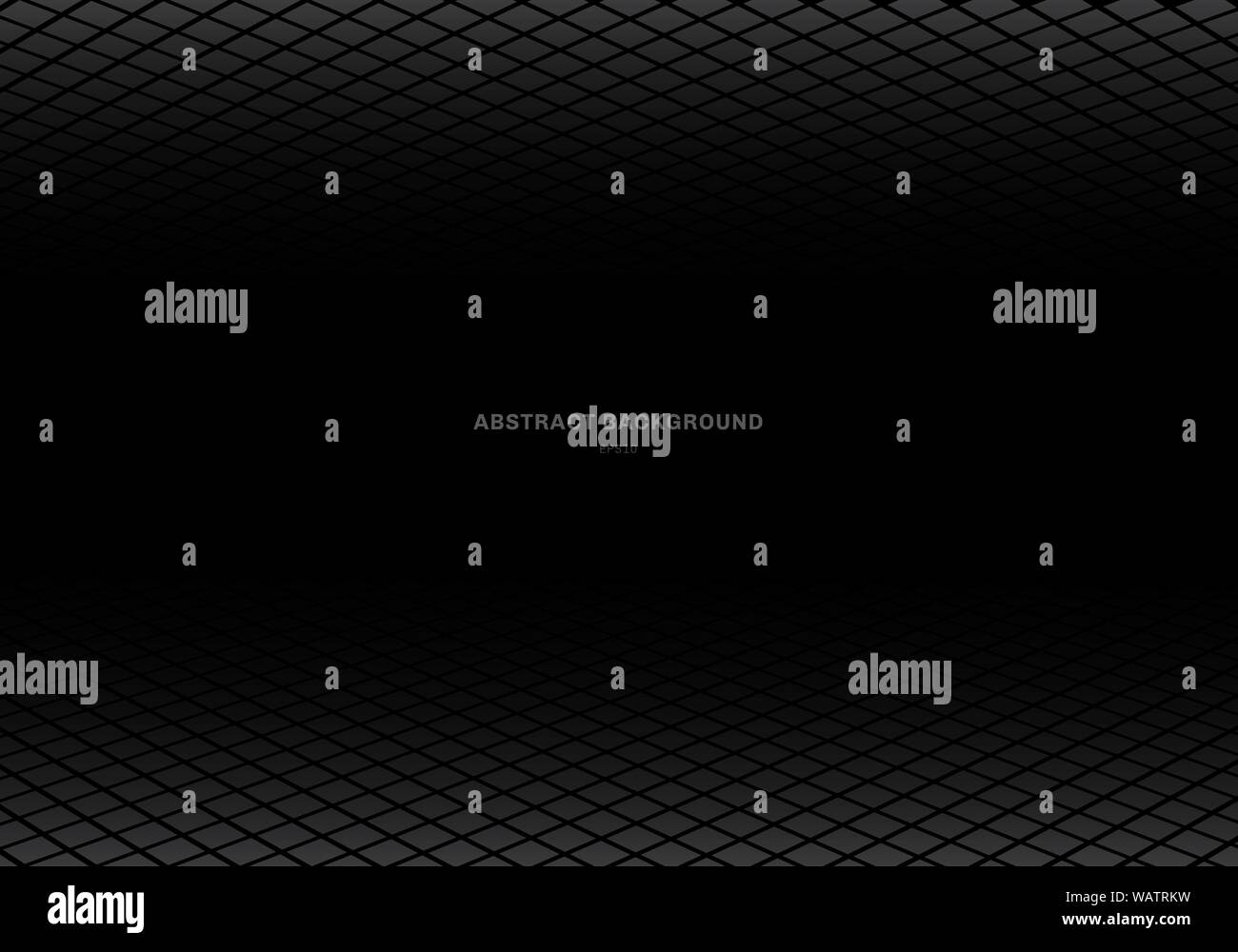 Abstract template gray square pattern perspective floor black background with copy space. Geometric shapes. vector illustration Stock Vector