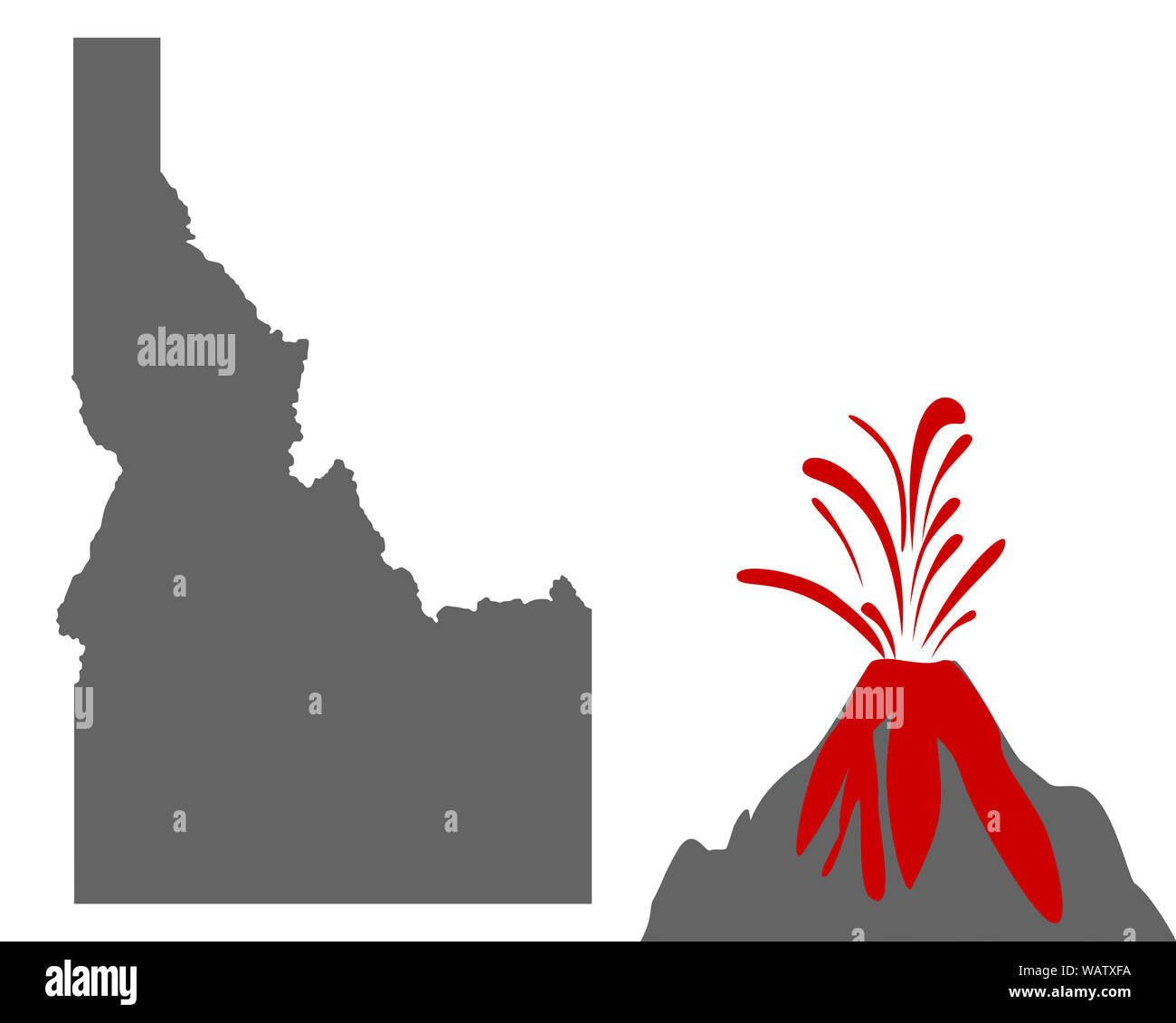 Map of Idaho with volcano Stock Photo Alamy