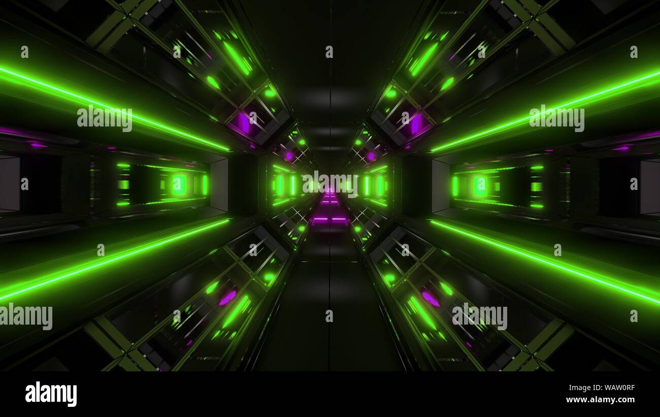 dark space sci-fi tunnel airship corridor fly through vj loop 3d ...