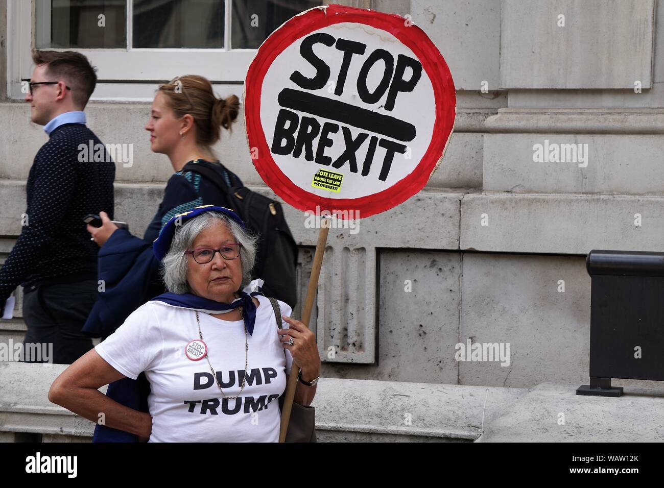 Anti-Brexit campaigners demonstrate in front of the Cabinet Office, London, Westminster, UK Stock Photo
