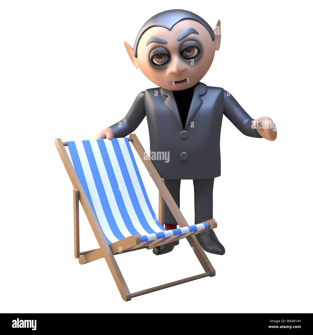Funny 3d cartoon vampire dracula character offers his deckchair, 3d  illustration render Stock Photo - Alamy