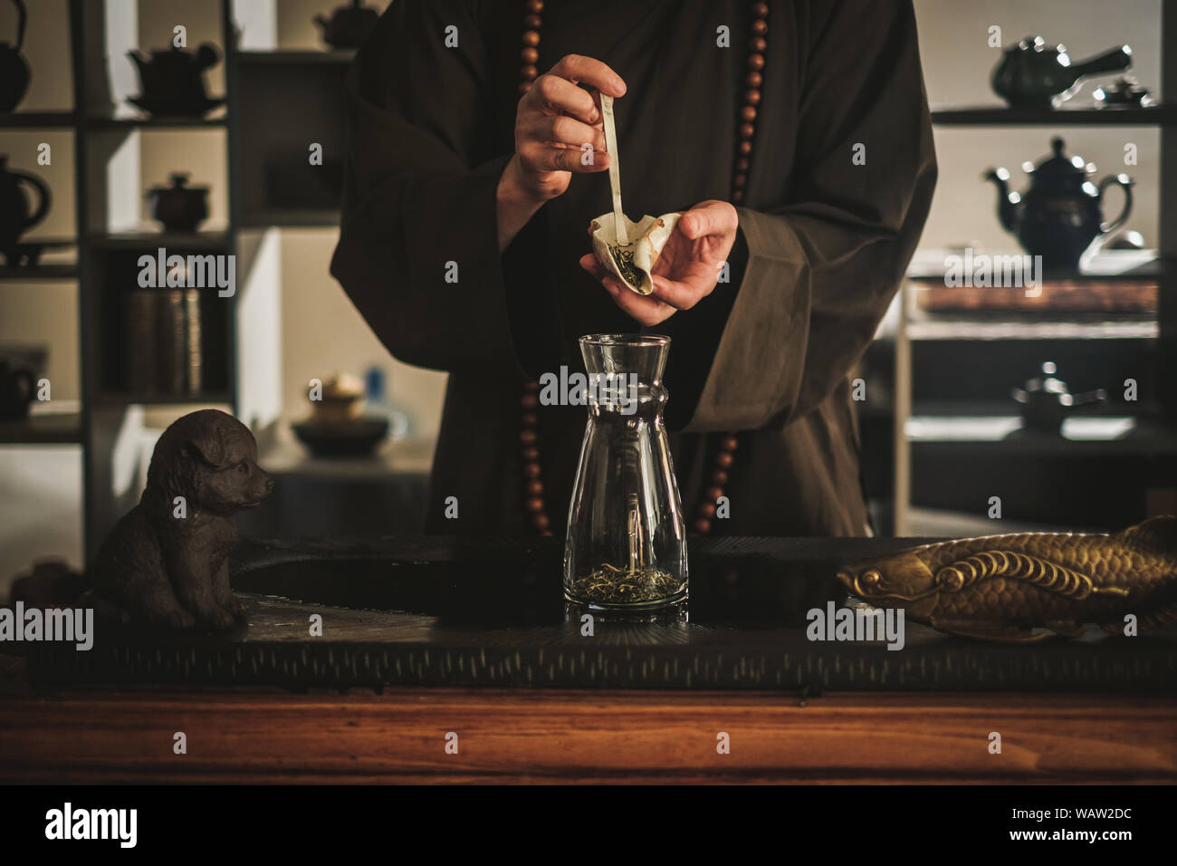 Tea ceremony is perfomed by tea master Stock Photo Alamy