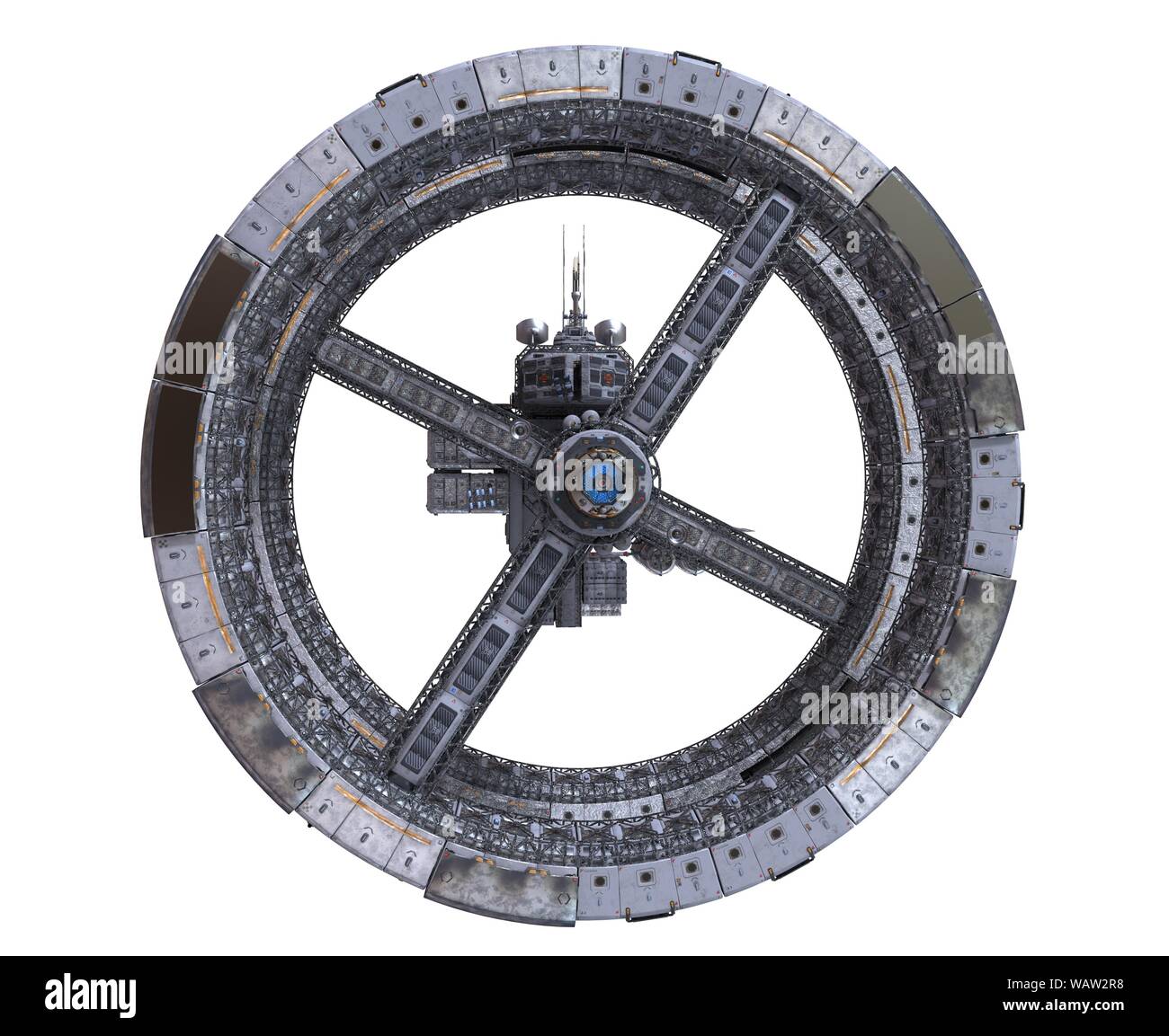 3D Illustration Future Space Station Isolated on White Background Stock ...