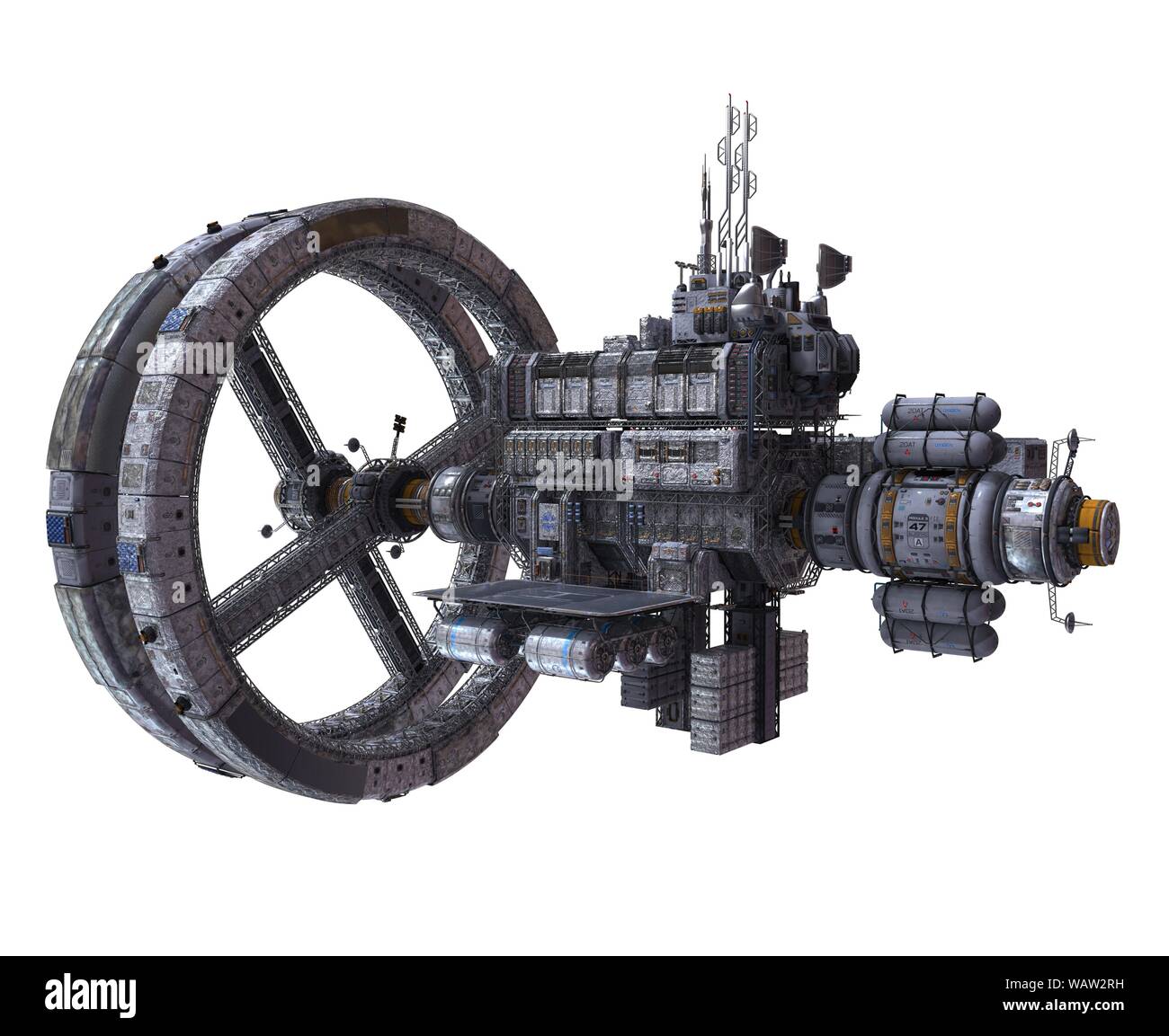 3D Illustration Future Space Station Isolated on White Background Stock ...