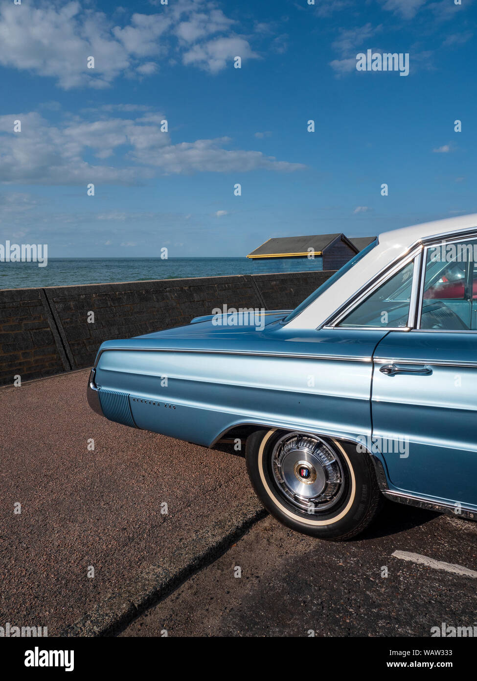 Classic & Chips Classic car show in Minnis Bay Kent Stock Photo