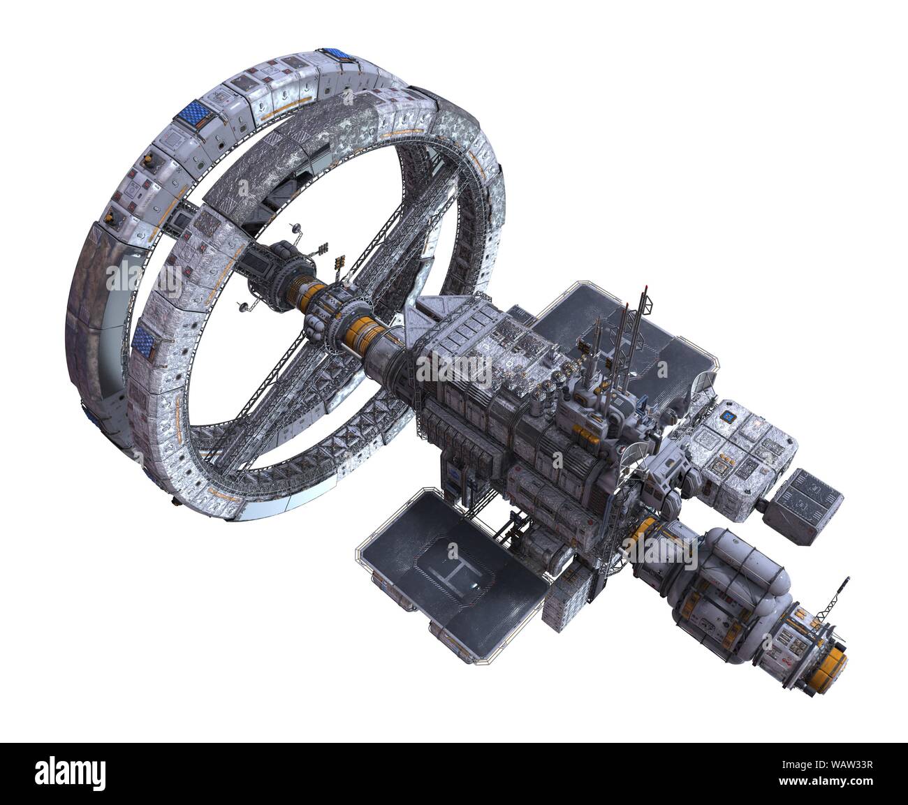 3D Illustration Future Space Station Isolated on White Background Stock ...