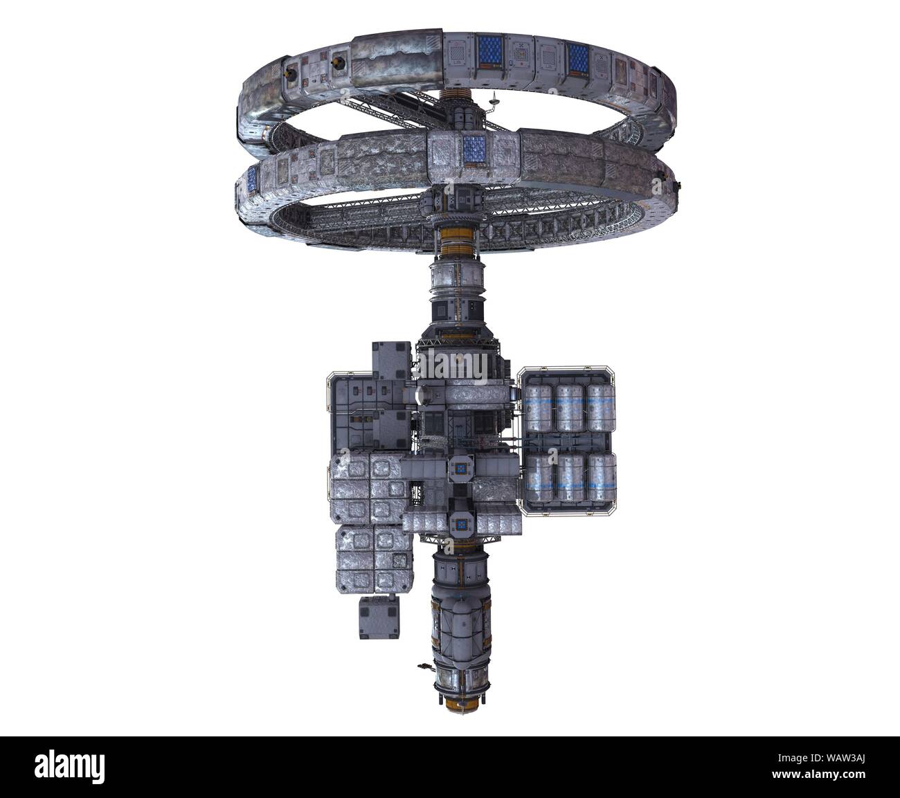 3D Illustration Future Space Station Isolated on White Background Stock ...