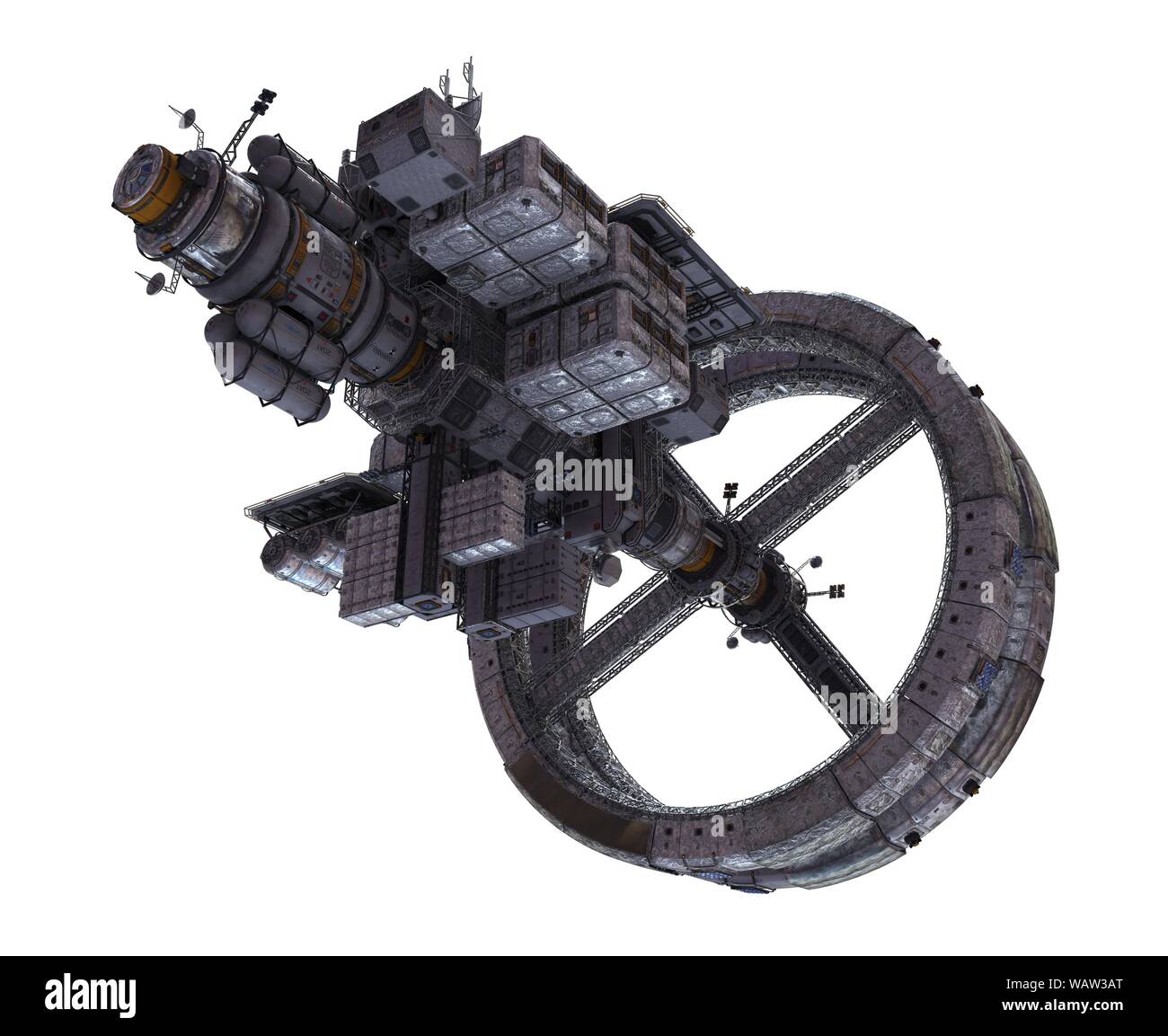3D Illustration Future Space Station Isolated on White Background Stock ...