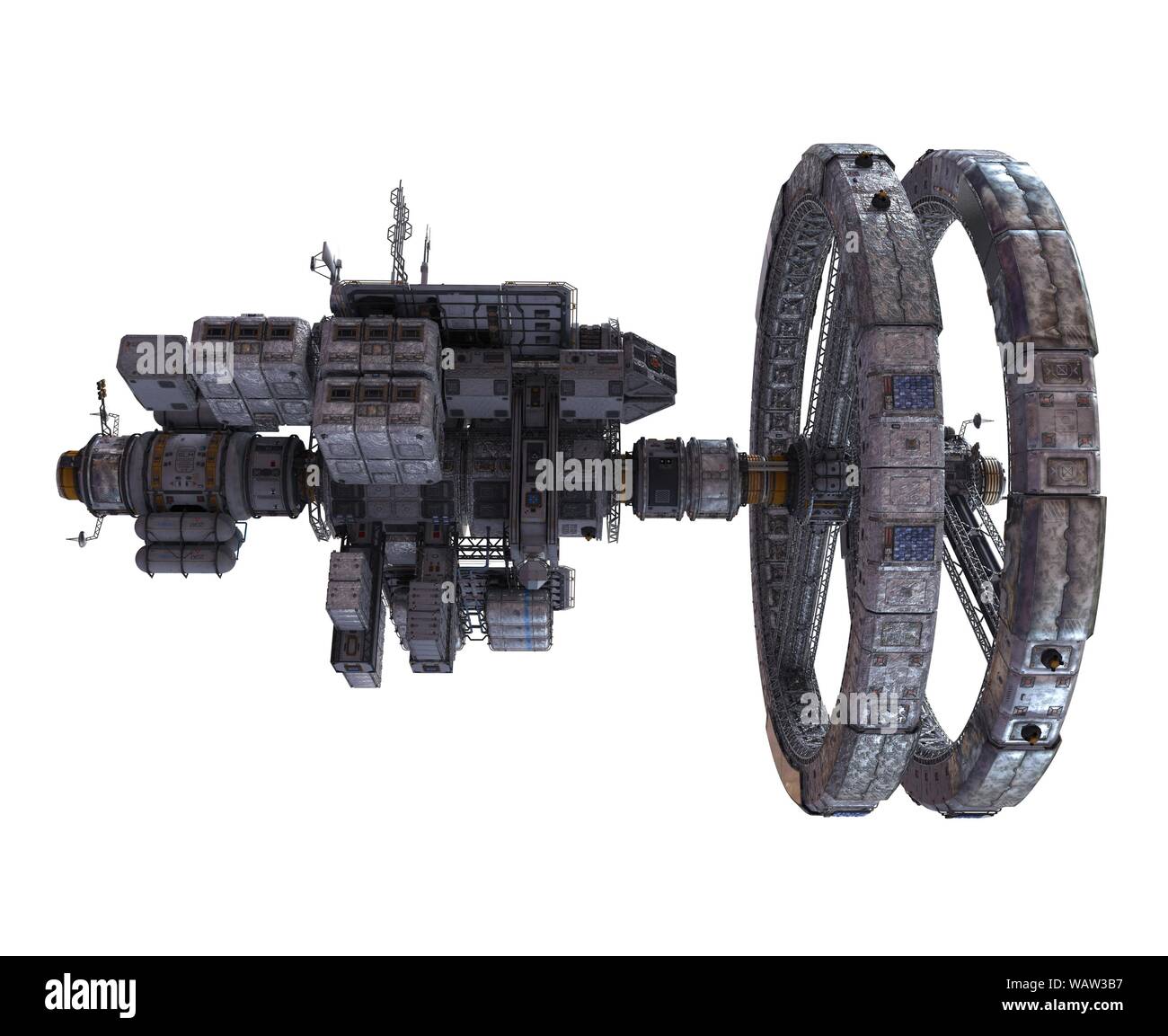3D Illustration Future Space Station Isolated on White Background Stock ...